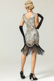 Silver 1920s Fringe Sequins Dress