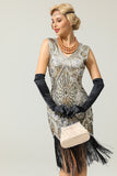 Silver 1920s Fringe Sequins Dress