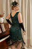 Load image into Gallery viewer, Dark Green Plus Size 1920s Dress With Fringes