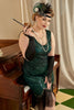 Load image into Gallery viewer, Dark Green Plus Size 1920s Dress With Fringes
