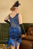 Load image into Gallery viewer, Royal Blue Plus Size 1920s Dress With Fringes