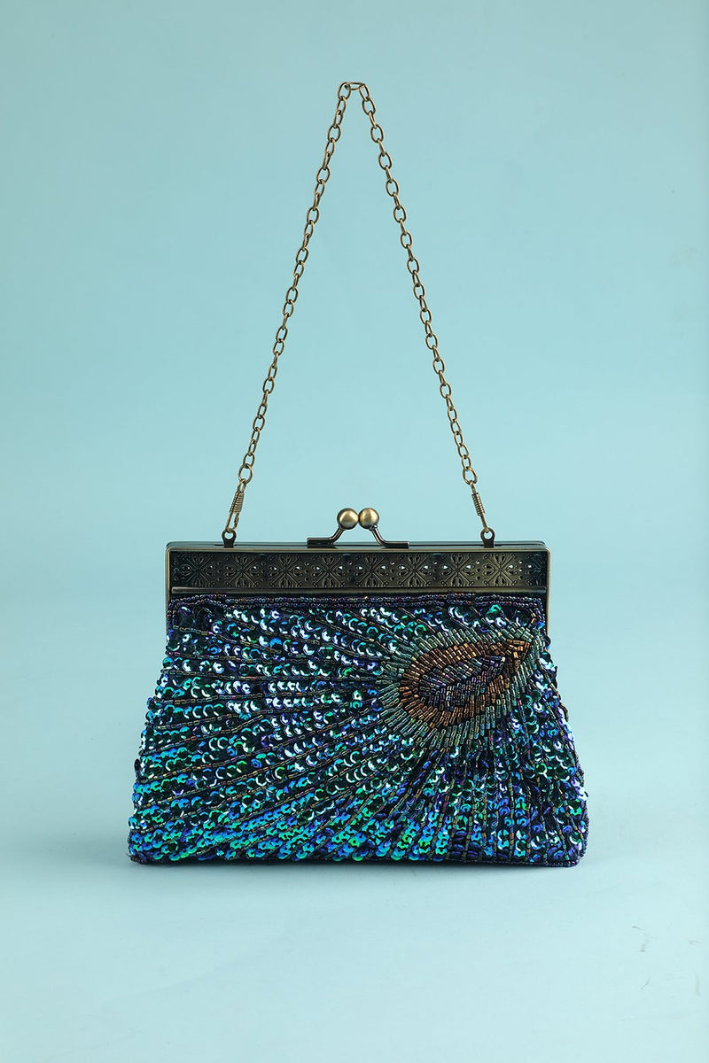 Load image into Gallery viewer, Peacock Green Evening Bag