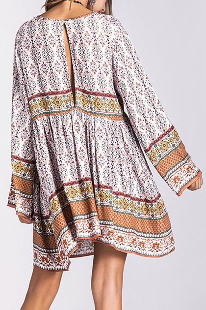 Load image into Gallery viewer, Floral Print Short Boho Dress