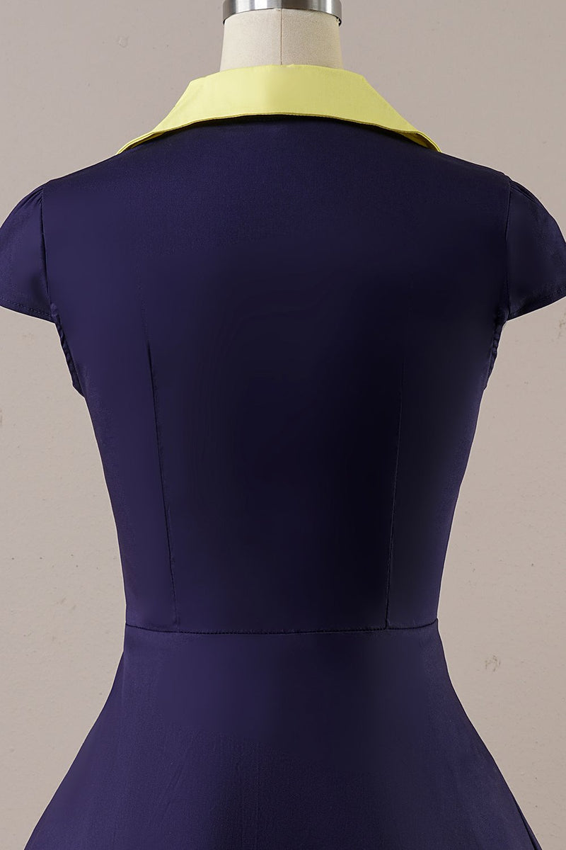 Load image into Gallery viewer, Navy Vintage 1950s Dress With Pockets