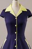 Load image into Gallery viewer, Navy Vintage 1950s Dress With Pockets