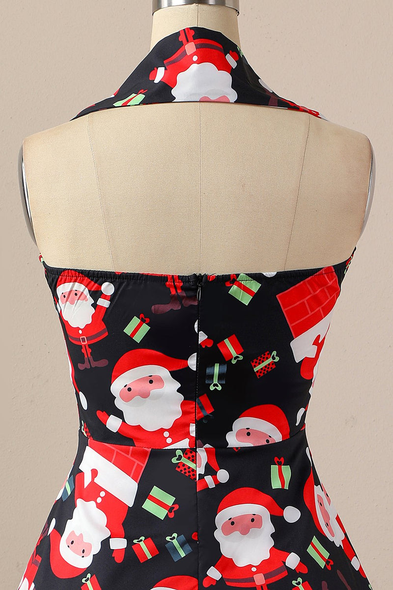 Load image into Gallery viewer, Retro Halter Christmas Party Dress