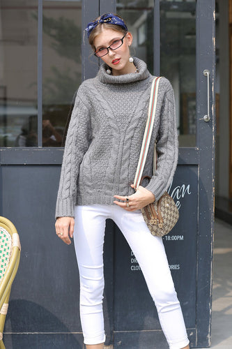 Gray Winter Long Sleeves Sweater