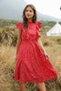 Load image into Gallery viewer, Red Ruffled Midi Boho Dress