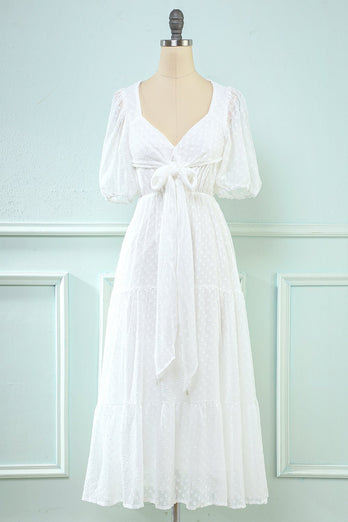 White Midi Babydoll Dress