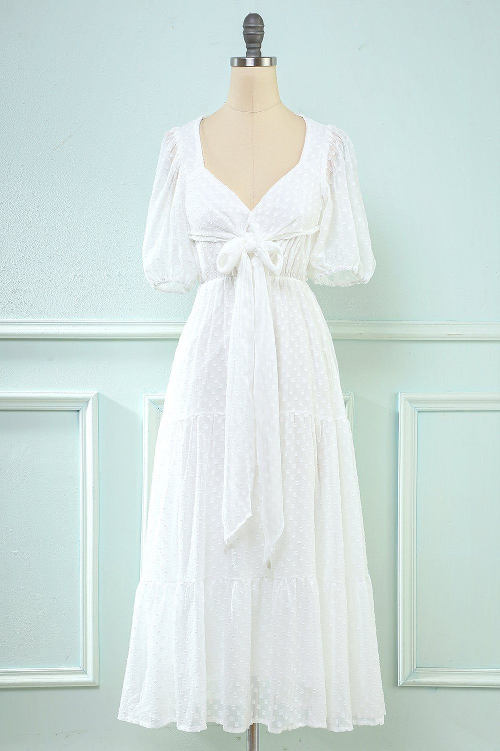 White Midi Babydoll Dress