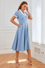 Load image into Gallery viewer, Blue 1950s Swing Dress with Pockets