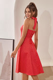 Halter Polka Dots Red 1950s Dress