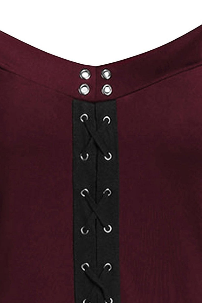 Load image into Gallery viewer, Burgundy Flare Sleeves Halloween Dress