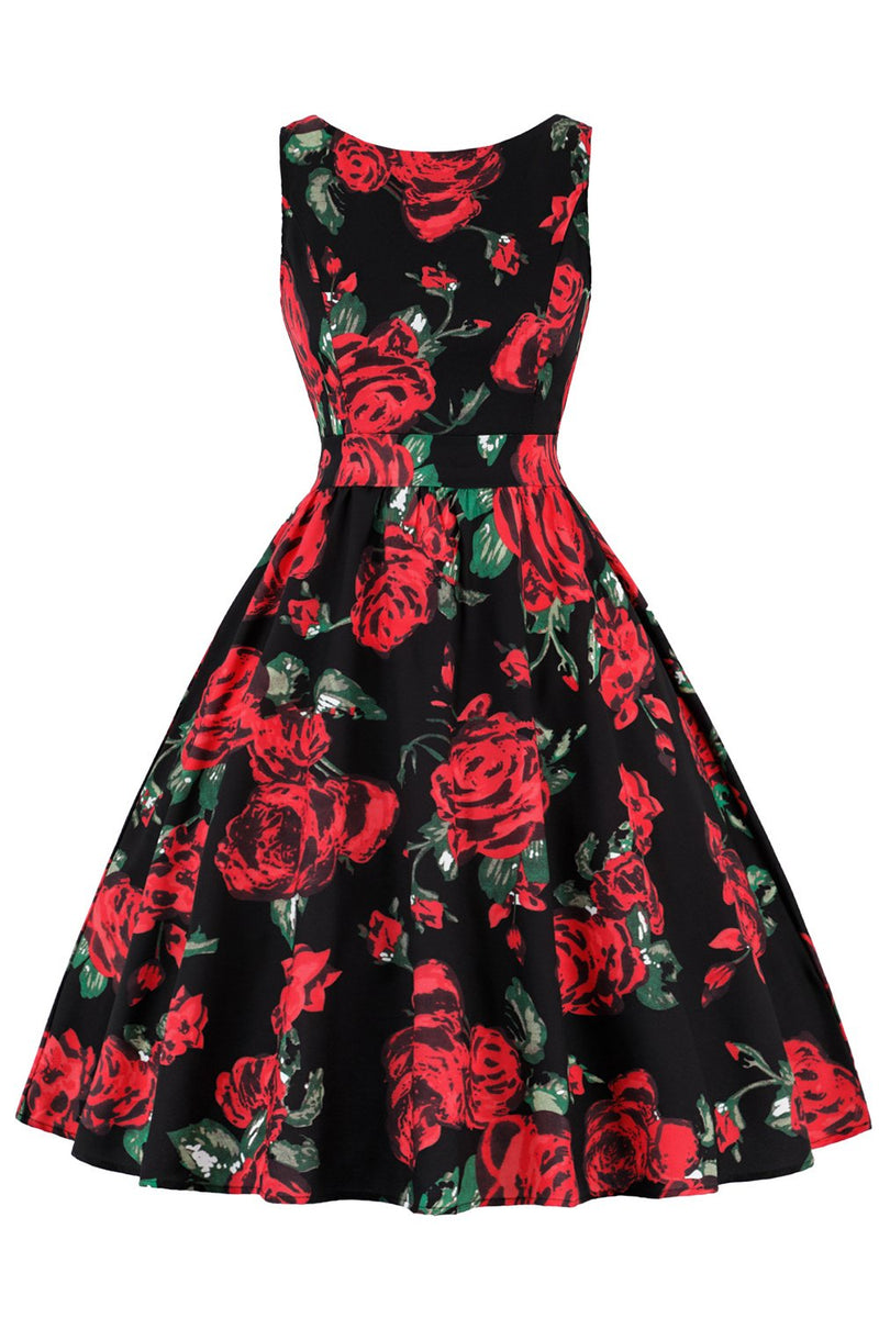 Load image into Gallery viewer, Vintage Hepburn Style Printed Dress