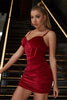 Load image into Gallery viewer, Red Spaghetti Straps Fish Bone Party Dress