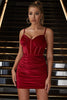 Load image into Gallery viewer, Red Spaghetti Straps Fish Bone Party Dress