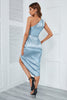 Load image into Gallery viewer, Blue One Shoulder Bodycon Cocktail Dress