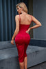 Load image into Gallery viewer, Sheath Spaghetti Straps Burgundy Holiday Party Dress