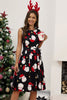 Load image into Gallery viewer, Black Snowman Printed Vintage Christmas Party Dress