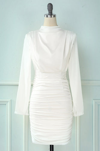 White High Neck Bodycon Cocktail Party Dress