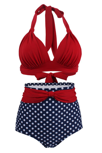 Polka Dots Halter Bikini Swimwear