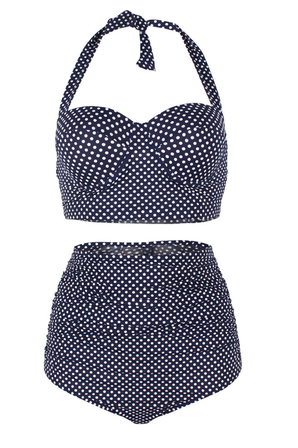 Vintage Navy Polka Dots Swimwear