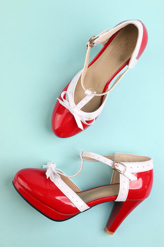 Vintage Red T-Strap Heels