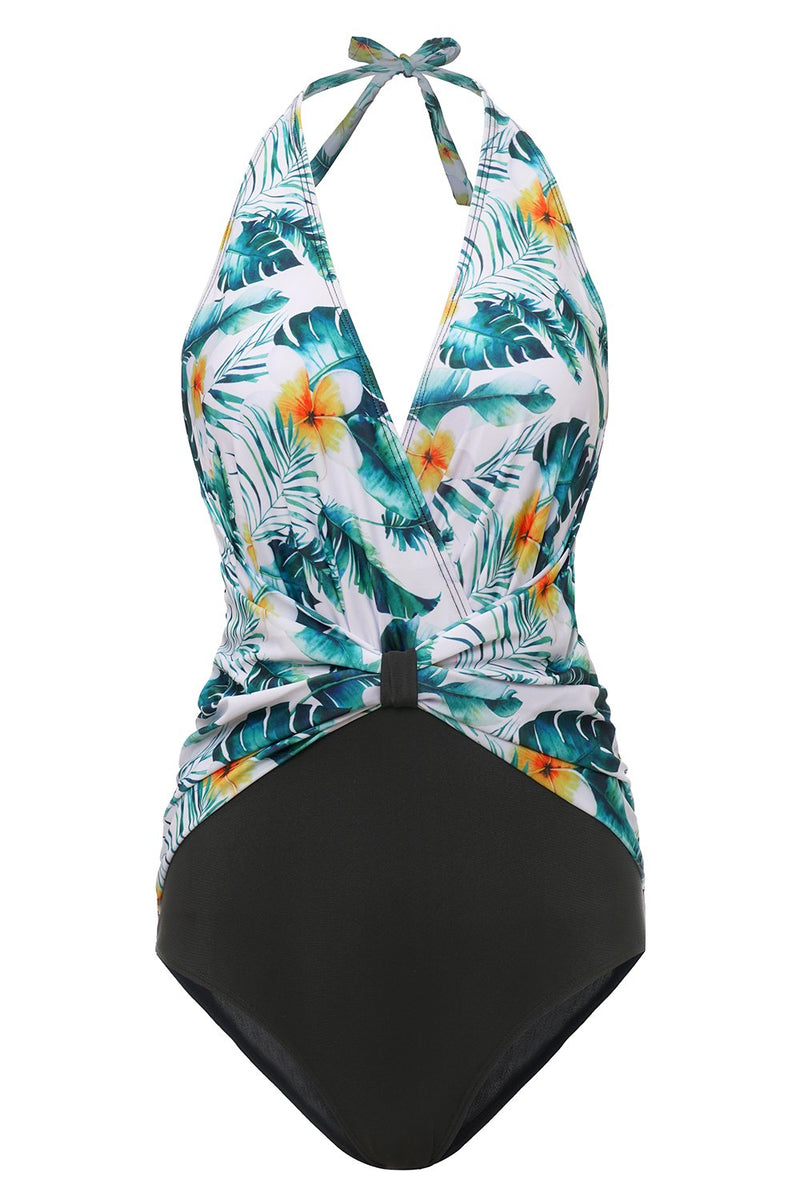 Load image into Gallery viewer, White Printed Flower One Piece Swimwear