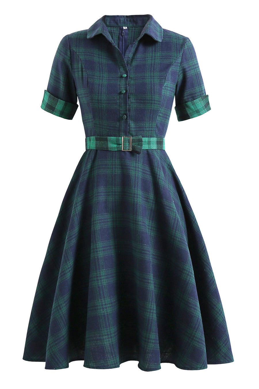 white christmas dresses Green 1950s Christmas Plaid Patchwork Dress main image 0