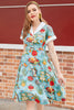 Load image into Gallery viewer, V Neck Printed 1950s Dress Short Sleeves