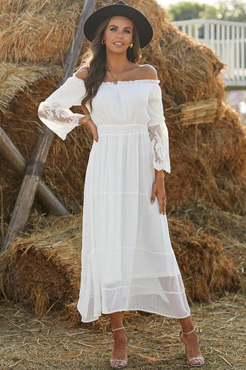 White Off the Shoulder Boho Dress