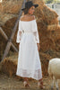 Load image into Gallery viewer, White Off the Shoulder Boho Dress