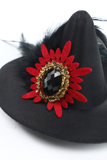 Black Women Halloween Witch Hat with Feather