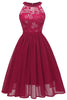 Load image into Gallery viewer, Burgundy Halter Vintage Lace Dress