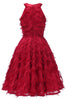 Load image into Gallery viewer, Burgundy Round Neck Short Party Dress