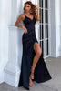 Load image into Gallery viewer, Black Mermaid Long Prom Dress with Slit