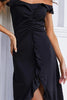 Load image into Gallery viewer, Black Off Shoulder Simple Prom Dress