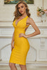 Load image into Gallery viewer, Yellow Bodycon Party Dress