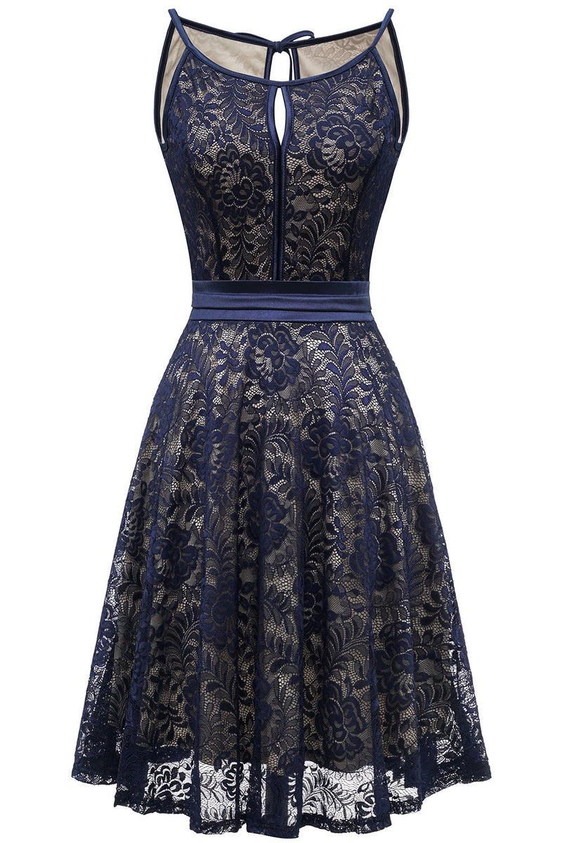 Load image into Gallery viewer, Navy Vintage Lace Halloween Dress