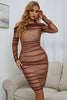 Load image into Gallery viewer, Off the Shoulder Brown Cocktail Party Dress