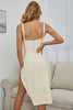 Load image into Gallery viewer, Deep V Neck Apricot Cocktail Dress with Slit