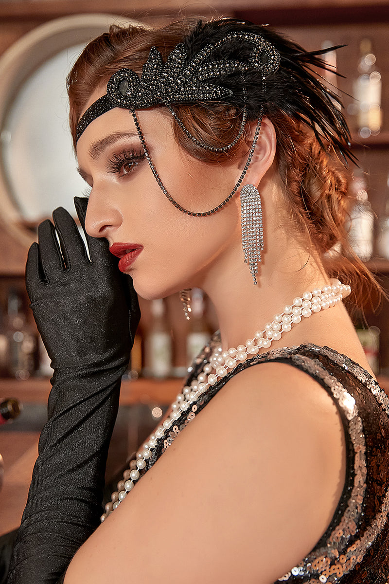 Load image into Gallery viewer, Black 1920s Party Accessories Sets