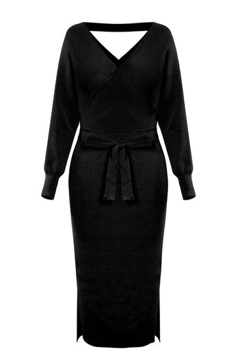 Black Knitted Bodycon Dress