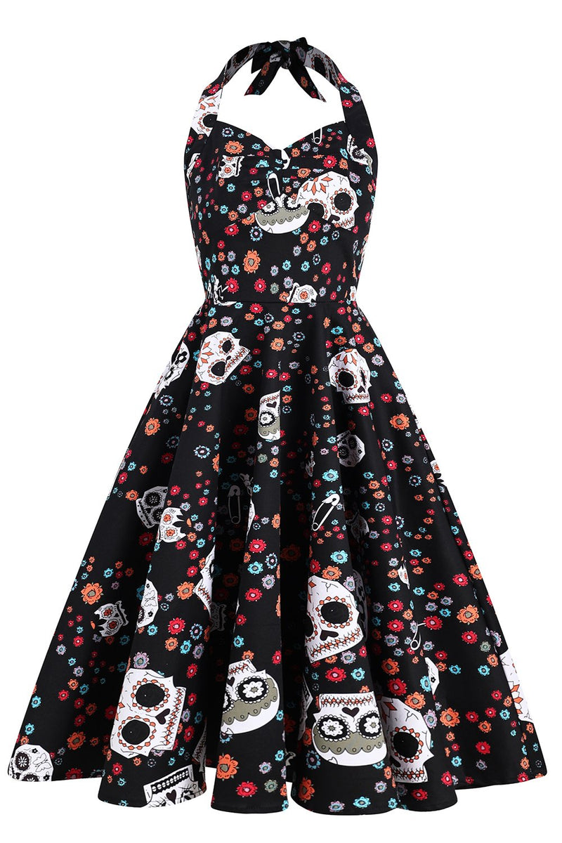 Load image into Gallery viewer, Black Skull Halloween Dress