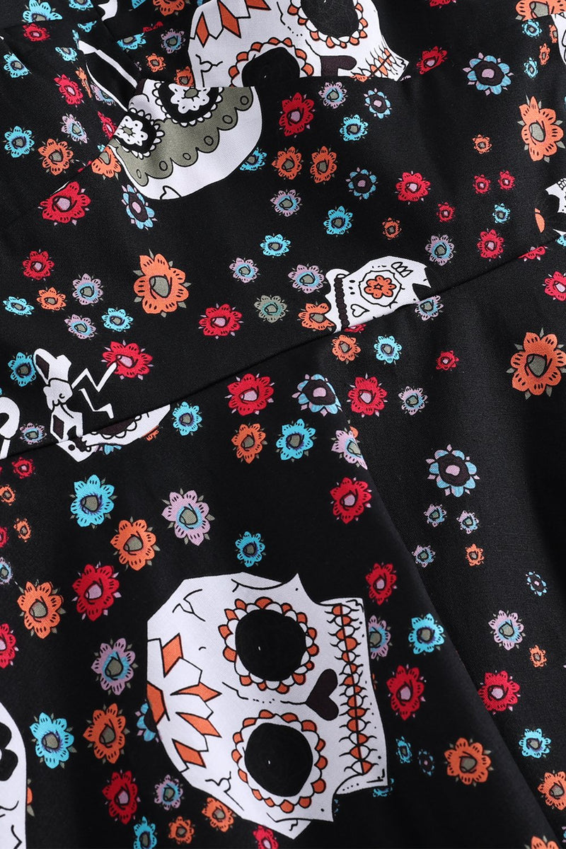 Load image into Gallery viewer, Black Skull Halloween Dress