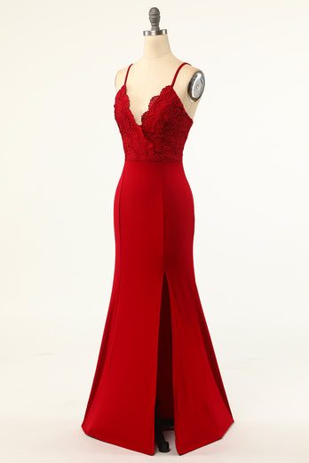 Dark Red Mermaid Prom Dress