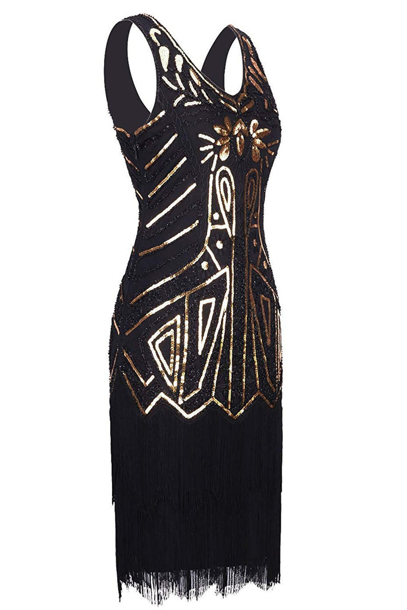 Load image into Gallery viewer, Green V Neck Sleeveless 1920s Dress