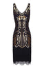Load image into Gallery viewer, Green V Neck Sleeveless 1920s Dress
