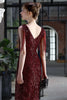 Load image into Gallery viewer, Burgundy Bodycon Sequin Cocktail Party Dress with Fringe