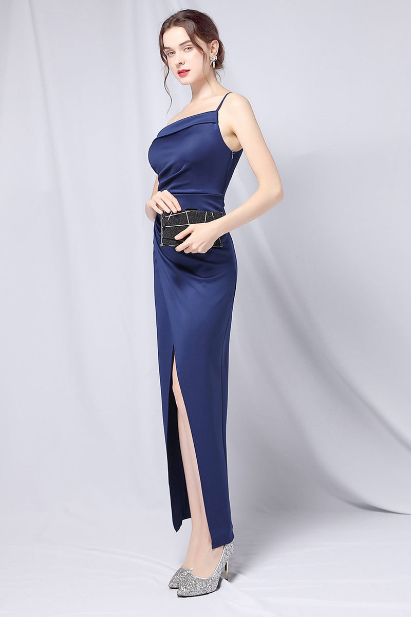 Load image into Gallery viewer, Burgundy One Shoulder Prom Dress with Slit